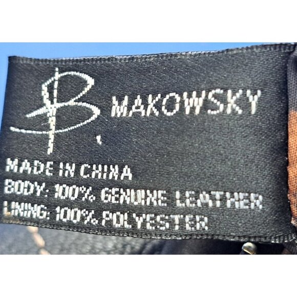 Makowsky Women's Black Satchel Moto Handbag Pebbled Leather - Picture 2 of 6